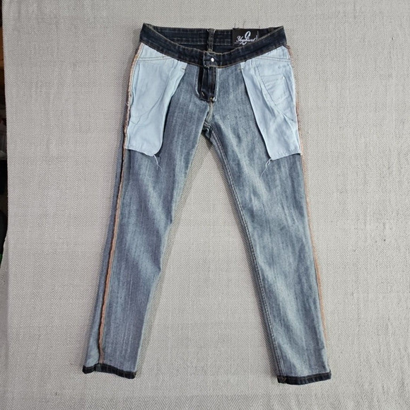 Yoghurt Jeans Women's 16P W32 L28 Dark Wash Blue Tapered Leg Woven Slash Pockets - Picture 6 of 16